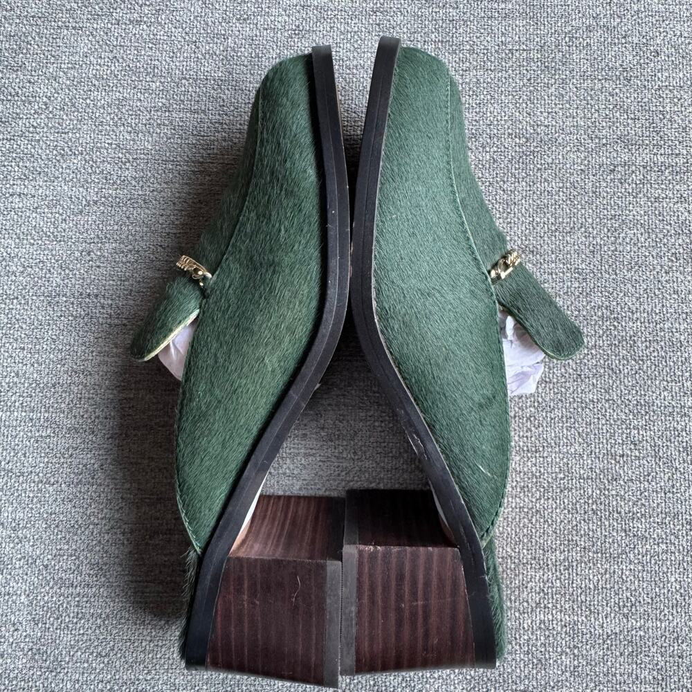 Madewell Farida Mules Calf Hair Chunky Heel Green Women's 7 - Picture 9 of 10